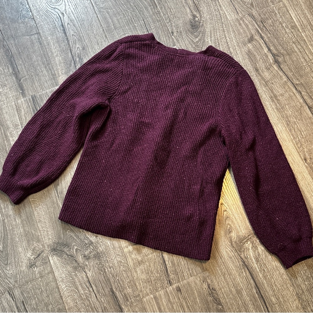 J. Jill Deep Purple/Burgundy V-Neck Sweater - Picture 4 of 5